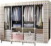 Portable Wardrobe Cloth Wardrobe Wardrobe Storage Stainless Steel Wardrobe Organiser Fabric Waterproof Used for Bedroom Dorm Room Clothes Portable Wardrobe/200 * 46 * 172Cm C
