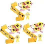 VICASKY Sets Mommy Sash Flower Belt Daddy Corsage Pin Shower Decorations Maternity Sash Set Photo Props