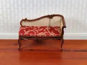 JBM Dollhouse Small Settee Rococo XV Style 1:12 Scale Miniature Wood Furniture