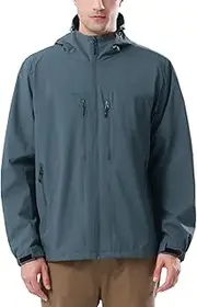 [CAMEL CROWN] Men's Waterproof Softshell Jacket Lightweight Windbreaker Hooded Rain Coat For Outdoor Hiking