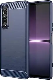 [LCEHTOGYE] Flexible Carbon Cover for Sony Xperia 1 V, TPU Soft Shell Back Case Bumper Protective Case for Sony Xperia 1 V (6,5")-MFLS - Blue