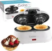 CucinaPro Double Waffle Bowl Maker- Make two 4" Ice Cream Cone Bowls at Once