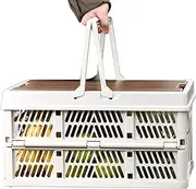 Camping Storage Containers,Foldable Storage Box - Utility Crates with Handles and Lid Stackable Container for Outdoor Picnic Camping Car Fishing