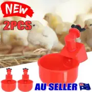 2Pcs Automatic Chicken Water Cup Red Plastic Drinking Bowl for Poultry Pigeon NW