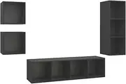 [vidaXL] TV Cabinet Set 4 Piece Hanging TV Stand Unit HiFi Stereo Plasma Cabinet Storage Living Room Home Furniture Grey Engineered Wood