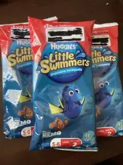 HUGGIES DISPOSABLE DIAPERS SIZE 5-6 LARGE 32+ LBS Disney Little Swimmers 3 PACKS
