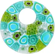 [Glass Of Venice] GlassOfVenice Murano Glass Millefiori Medium Round Pendant - Aqua