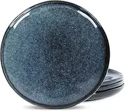 Stone Lain Mirella 4-Piece Salad Plate Set Stoneware, Dishwasher and Microwave Safe, Blue