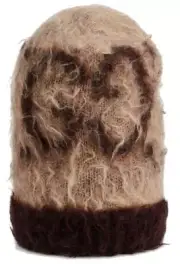 NEW GUCCI CURRENT BEIGE BROWN GG PRINT SOFT MOHAIR WOOL BEANIE HAT 56/ S UNISEX
