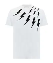 Thunderbolt-print cotton T-shirt XL White
