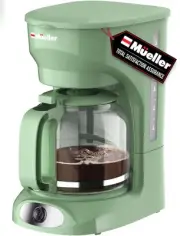 12-Cup Drip Green Coffee Maker, Borosilicate Carafe, Auto-Off, Reusable Filte...