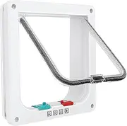 Cat Door for Windows, Pet Doors and Sliding Door, Safety Pet Door with 4 Way Lock, Weatherproof Cat Flap for Thin Door and Wall(Medium, 17cm x 16cm Flap)