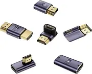 tunghey 6Pack 8K HDMI 2.1 Adapter Kit, Up&Down, Left&Right Angle Male to Female HDMI Extender, Female to Female and Male to Male HDMI Coupler Extension Connector Aluminum Alloy with Led Light