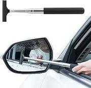 Car Rearview Mirror Wiper,38.58inTelescopic Car Wing Mirror Squeegee Cleaner,Car Squeegee Cleaning Tool for Side Mirrors Portable Glass Mist Cleaning Brush (Black)