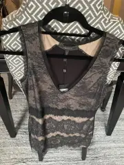 BCBGMaxazria Top Stella Sleeveless Over the Head Tank Top Black NWT Xs