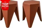 in Set of 2 Puzzle Stool Plastic Stacking Bar Stools Dining Chairs Kitchen Red