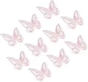 uxcell 10Pcs Butterfly Appliques Embellishments, 2.4 inches Double Layer Lace Organza Butterfly Patches Sew On Appliques for Wedding Bride Dress Clothes Hat Curtain, Pink