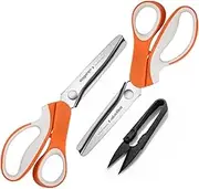 Galadim Pinking Shears Set (Pack of 2 PCS, Serrated & Scalloped edges) - Zig-zag Scissor for Fabric Leather & Paper - Pinking Sewing Dressmaking Scissors GD-012-AU-2