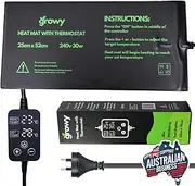 Growy Heat Mat with Thermostat - Seedling Heat Pad with Thermostat Controller 30W Propagation Heat Mat - 25x52cm