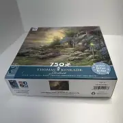 Thomas Kinkade's "Seaside Hideaway" GLITTER Jigsaw Puzzle - Pieces in Sealed Bag