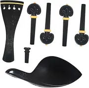 UPKOCH Violin Repair Parts 4pc Set Wooden Chin Rest Tailpiece Tuning Pegs Endpin Ebony Violin Accessories