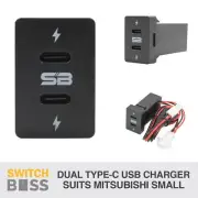 DUAL TYPE-C USB-C CHARGER Blue LED - Suits Mitsubishi Small Triton MQ MR Pajero