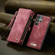 for Samsung A53 A54 5G A34 S23 Ultra Galaxy A12 A13 S20 FE Leather Zipper Phone Wallet for Galaxy A54 Case Strap,red,for Galaxy S21FE