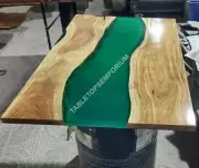 Green Epoxy Resin Dining Table, Epoxy Resin Table Handmade Furniture Table Decor