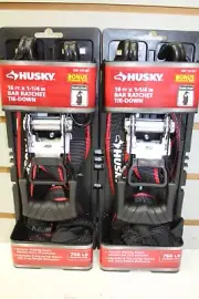 2 X Husky 16' x 1 1/4" Bar Ratchet Tie-Downs 2-Pack w/ Storage Bag 1001 755 667