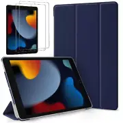 Case For iPad 9th Generation, 10.2" iPad Case Cover with Glass Screen Protector