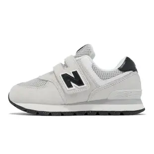 New Balance 休閒鞋 574 中童鞋 寬楦 灰 黑 麂皮 魔鬼氈 小朋友 NB 經典 PV574DMG-W