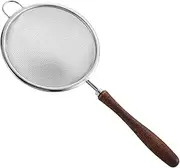 WJnflQN Fine Mesh Strainer - Sieve Strainer - Stainless Steel Handheld Multifunctional Sifter Skimmer with Wood Handle for Loose Tea, Food, Rice Washing, Cooking, Matcha