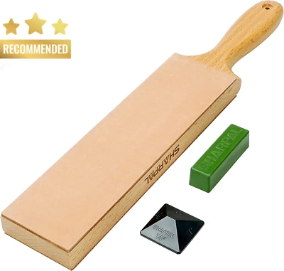 205H Double-Sided Leather Strop 33.5x6cm Kit w/ Polishing Compound & Angle Guide