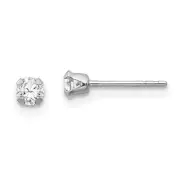 Kids 3mm Cubic Zirconia Solitaire Stud Earrings in 14k White Gold