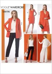 VOGUE SEWING PATTERN 9176 MISSES 6-14 EASY DRESS, TOP, JACKET, SLIM & WIDE PANTS