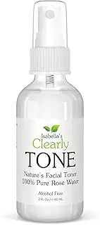Isabella's Clearly TONE Pure Rosewater Facial Toner | Pure Alcohol Free Hydrating Face Spray in Glass Bottle | Moisturize and Tone with Pure Natural Rose Petal | Made in USA (60 ml)