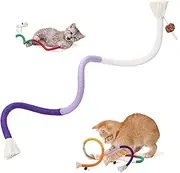 GJV Cat Toys Chew Ropes with Refillable Natural Catnip, Safe Teeth Cleaning Toy for Indoor Kittens, Interactive Cat Nip Kitty Toys for All Breeds 27.6 Inches (purple)