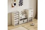 Toy Organiser Storage Rack with 8 bins, Bookshelf and 2 cupboards
