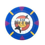 50 Blue $10 Rock & Roll Poker Chips - Buy 2, Get 1 Free - Mix & Match!