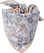 [Arumary] Soft Cotton & Viscose(Bamboo) Floral Bandanas, Hair wrapper, Headband, Handkerchief, Hair scarf, Neckerchief, 21”X21” (Light Beige)