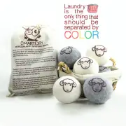 All Natural Organic Wool Dryer Balls Fabric Softner Reusable Large Ball, 6 Pack