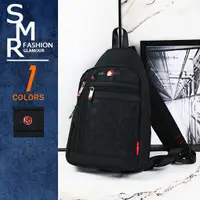 在飛比找松果購物優惠-『SMR』格紋路2用胸包-百搭實用格紋款-黑色《792515