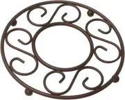 Home Basics Scroll Collection Steel Trivet for Hot Dishes Pots Pans Bronze Color