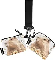 [Caihoyu] Sweet Capybara White_51198_1 Dual Wristlet Wallets for Women Thin Flat Coin Purse Change Holder with Wristle Strap for Men Women 2 Pcs, Multicolor, 4.13"(L) x 3.5"(W), Travel Accessory