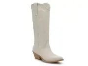 Steve Madden Windie Western Boot (Bone, White/Black Leather)