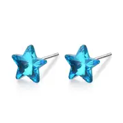 3PCS Copper Blue Pentagram Stud Earrings for Women Little Fresh Cute Mini Star