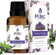 Pure Bio Clary Sage Essential Oil 10 ml – Natural & Undiluted – Ideal for Diffusers, Skin Care, Hair, Massage & DIY Products
