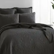 Renee Taylor Asher Jacquard Coverlet w/ 2x Pillowcases Set Grey