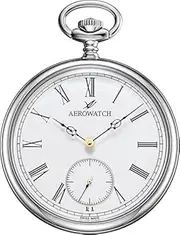 AEROWATCH(アエロウォッチ) Aero Watch 50832 AA03 Men's Pocket Watch, Mechanical Hand-wound, Small Second, Swiss Made, white