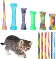 60 Pcs Cat Spring Toys Kitten Colorful Fun Tubes Indoor Interactive Cat Tube
